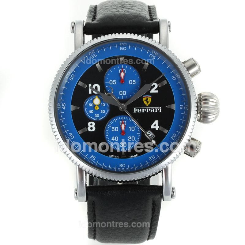 Ferrari Working Chronograph with Black Dial-Blue Inner Bezel