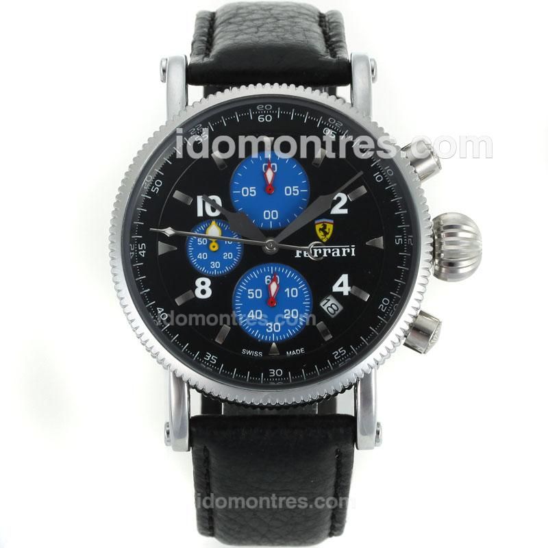 Ferrari Working Chronograph with Black Dial-Leather Strap