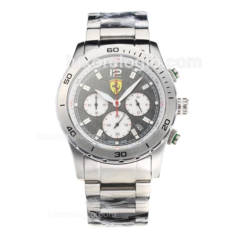 Ferrari Working Chronograph with Black Dial-Red Needle S/S