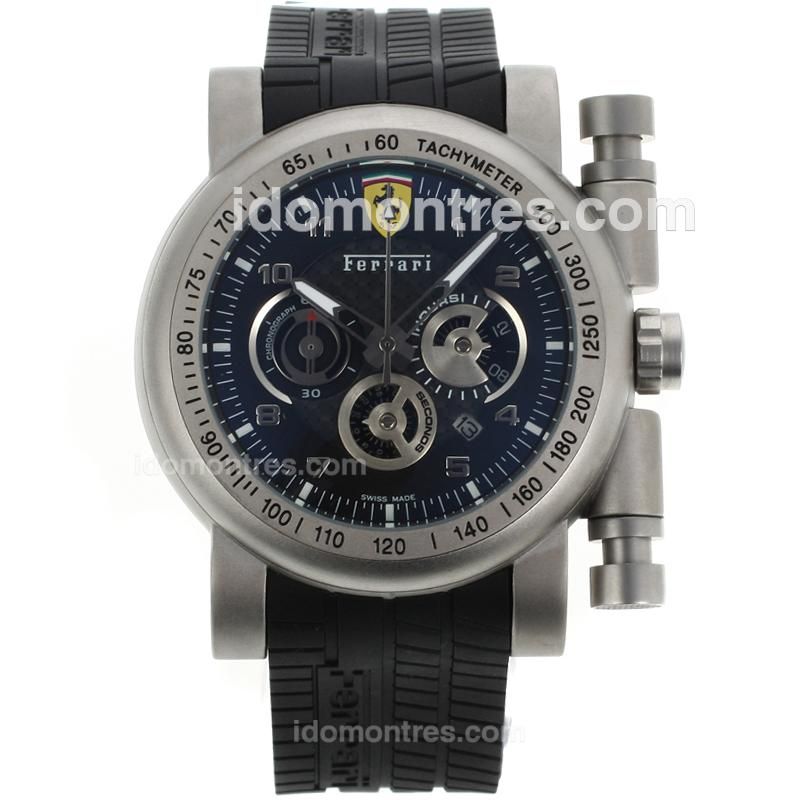 Ferrari Working Chronograph with Black Dial-Rubber Strap