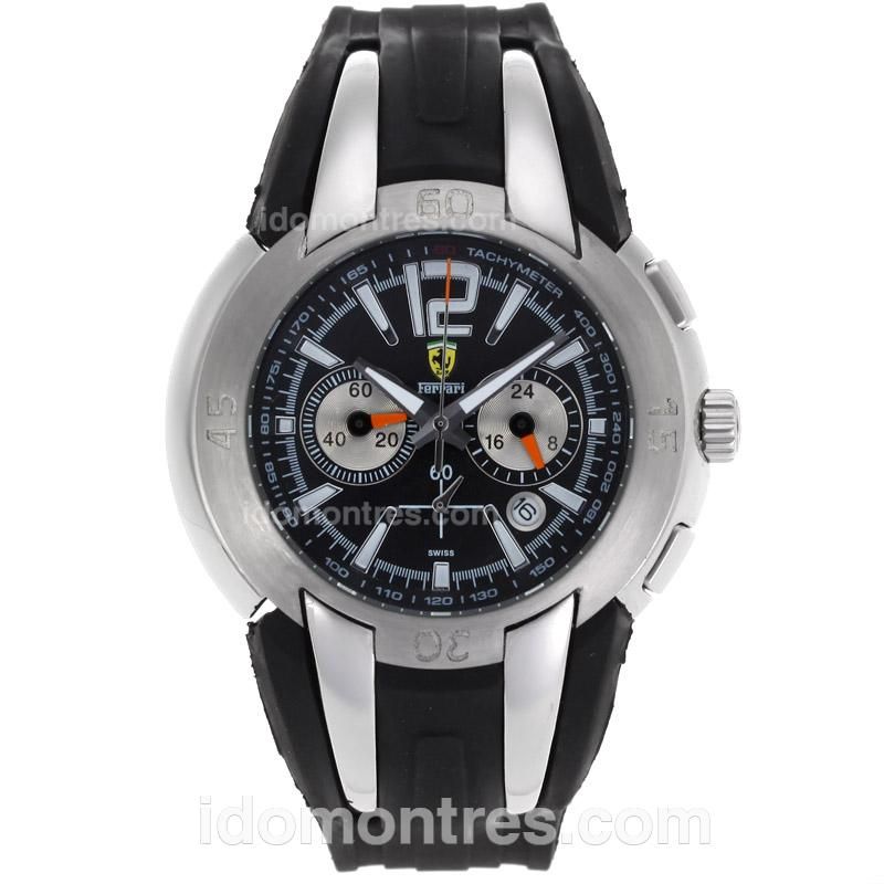 Ferrari Working Chronograph with Black Dial-Rubber Strap