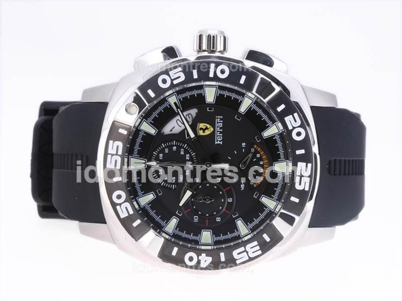 Ferrari Working Chronograph with Black Dial-Rubber Strap