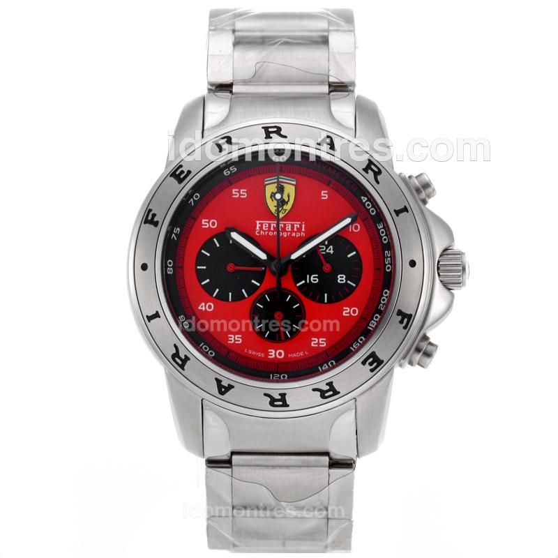 Ferrari Working Chronograph with Red Dial S/S