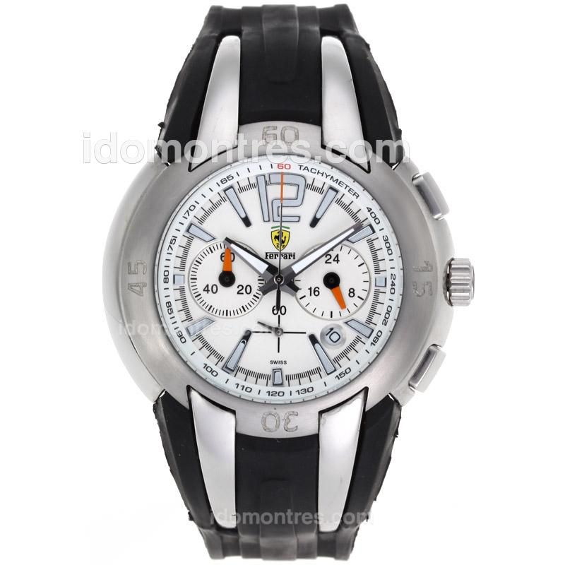 Ferrari Working Chronograph with White Dial-Rubber Strap
