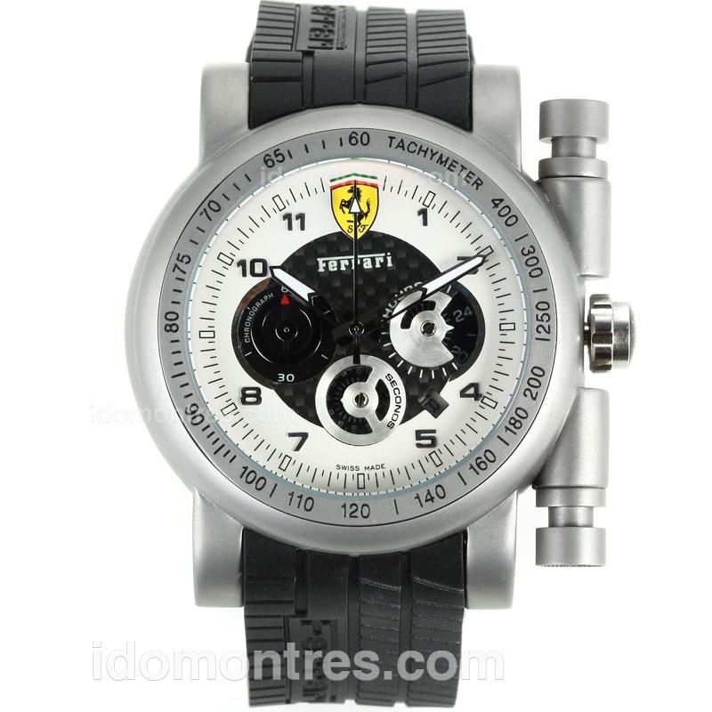 Ferrari Working Chronograph with White Dial-Rubber Strap