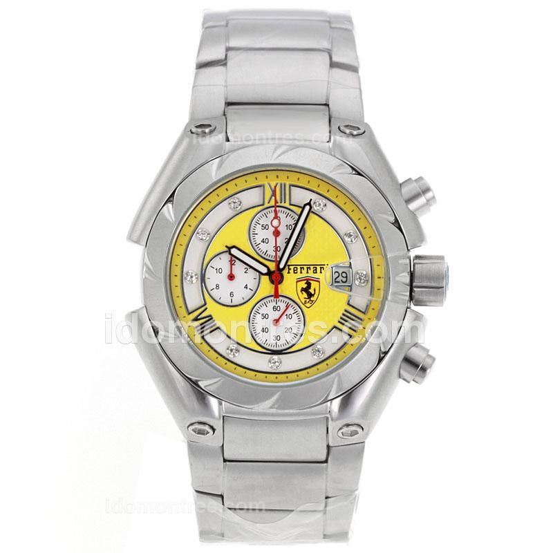 Ferrari Working Chronograph with Yellow Checkered Dial S/S