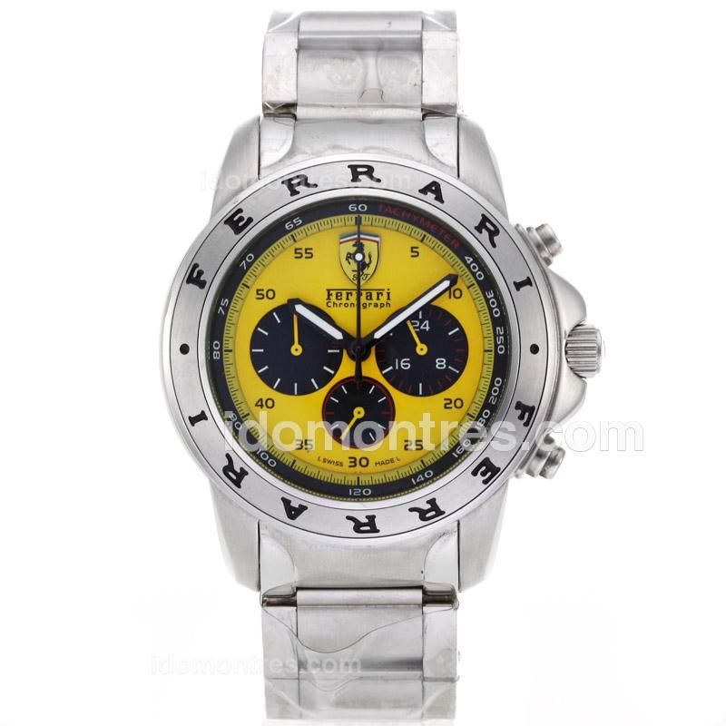 Ferrari Working Chronograph with Yellow Dial S/S