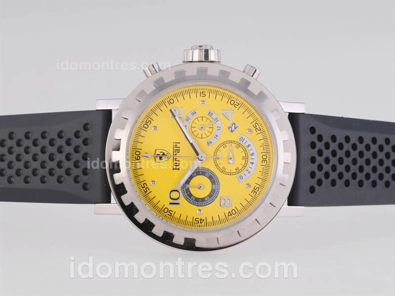 Ferrari Working Chronograph with Yellow Dial-Rubber Strap
