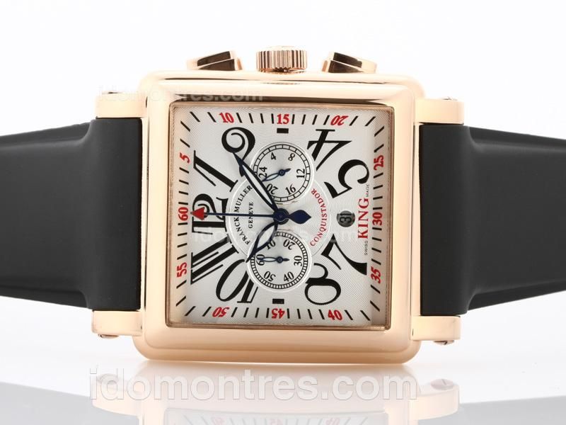 Frank Muller Cortez Conquistador King Working Chronograph Rose Gold with White Dial
