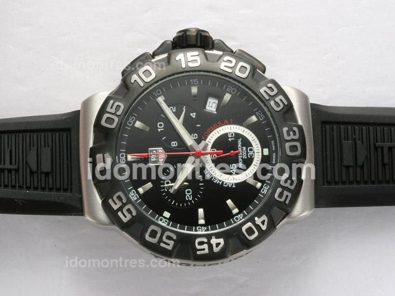 Tag Heuer Formula 1 Working Chronograph Black Dial with Black Bezel-Rubber Strap