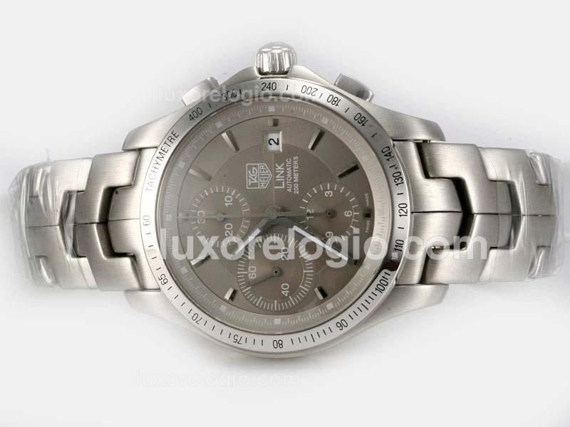 Tag Heuer Link 200 Meters Chronograph Swiss Valjoux 7750 Movement with Gray Dial