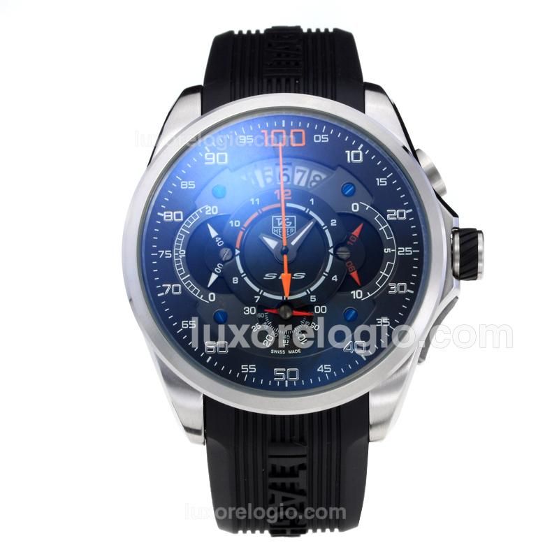 Tag Heuer Mikrotimer 100 Working Chronograph with Black Dial-Rubber Strap