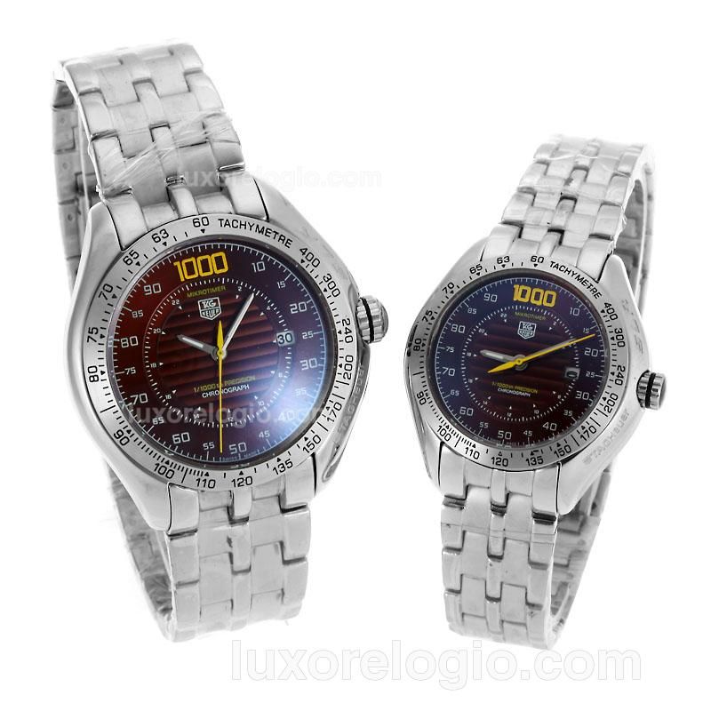 Tag Heuer Mikrotimer 1000 with Brown Dial S/S-Couple Watch