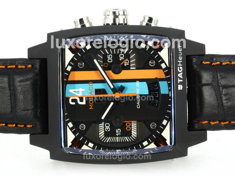 Tag Heuer Monaco 24 Concept Chronograph Swiss Valjoux 7750 Movement PVD Case with Black Dial