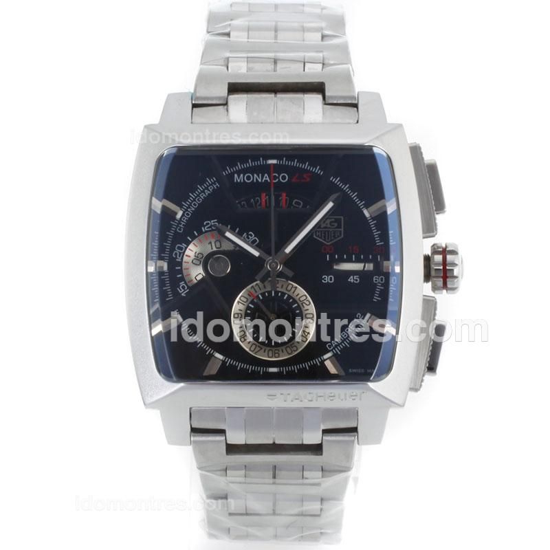 Tag Heuer Monaco Linear System Chronograph Swiss Valjoux 7750 Automatic Movement with Black Dial-S/S