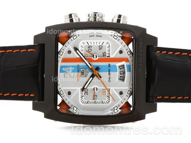 Tag Heuer Monaco Twenty Four Concept Automatic PVD Case with White Dial -2009 New Version