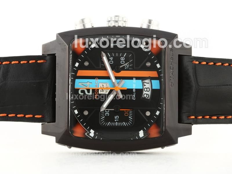 Tag Heuer Monaco Twenty Four Concept Working Chronograph PVD Case with Black Dial-2009 New Version