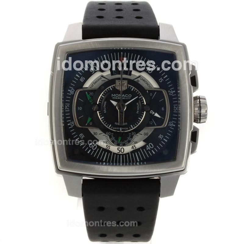 Tag Heuer Monaco Working Chronograph with Black Dial-Leather Strap