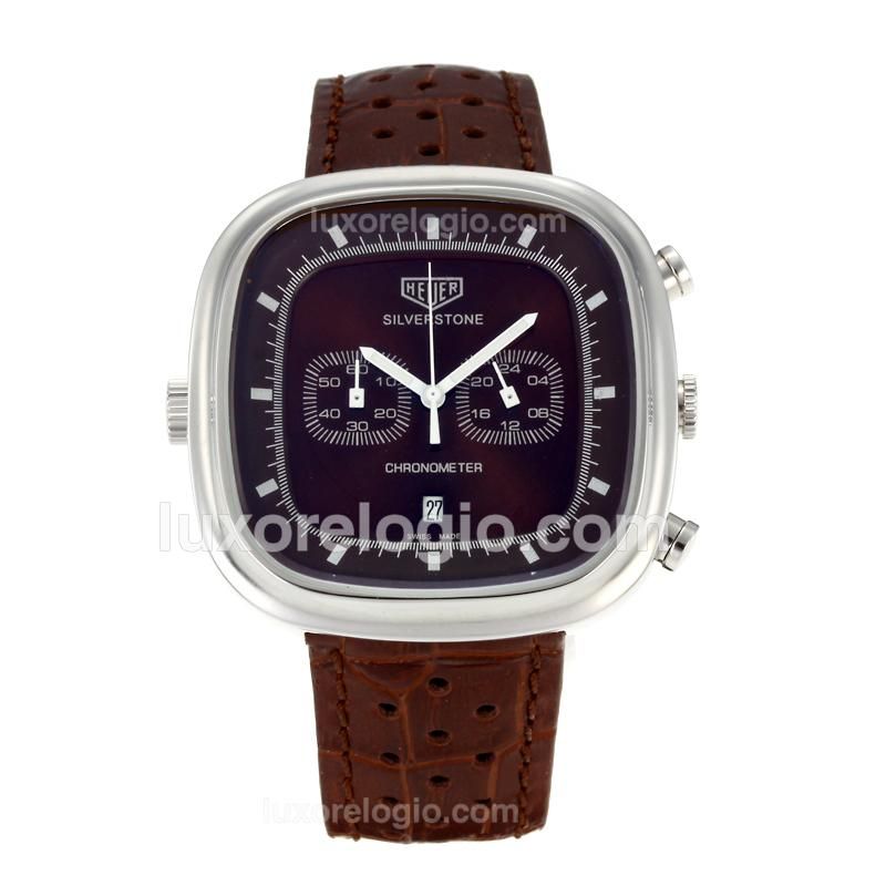 Tag Heuer Silverstone Working Chronograph with Brown Dial-Brown Leather Strap