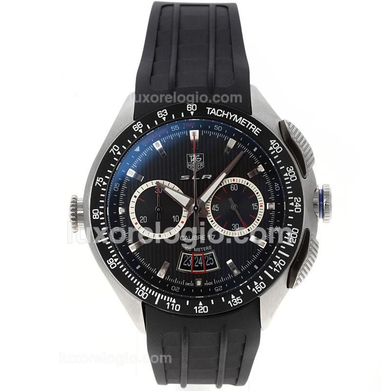 Tag Heuer SLR Calibre 17 Chronograph Swiss Valjoux 7750 Movement with Black Dial-Rubber Strap