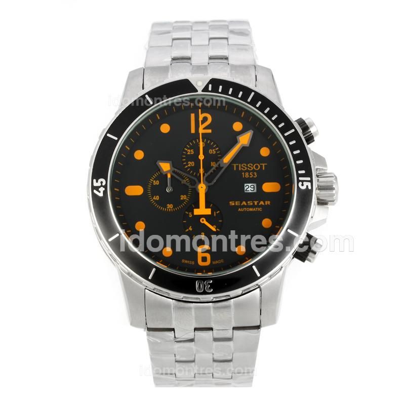 Tissot Seastar Working Chronograph with Black Dial S/S-Orange Markers