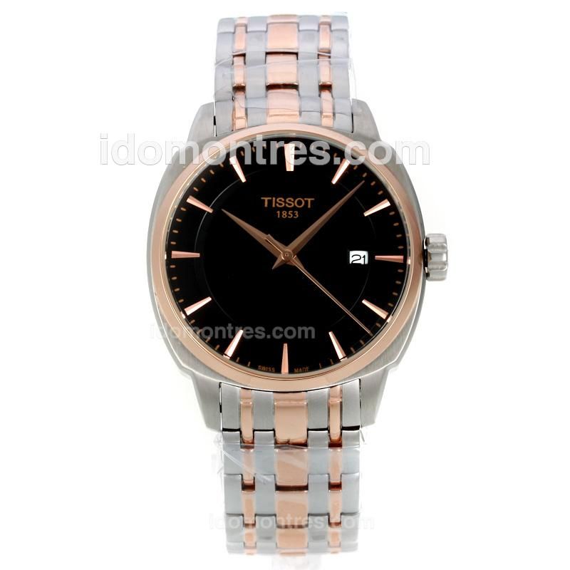 Tissot T-classic Two Tone Stick Markers with Black Dial