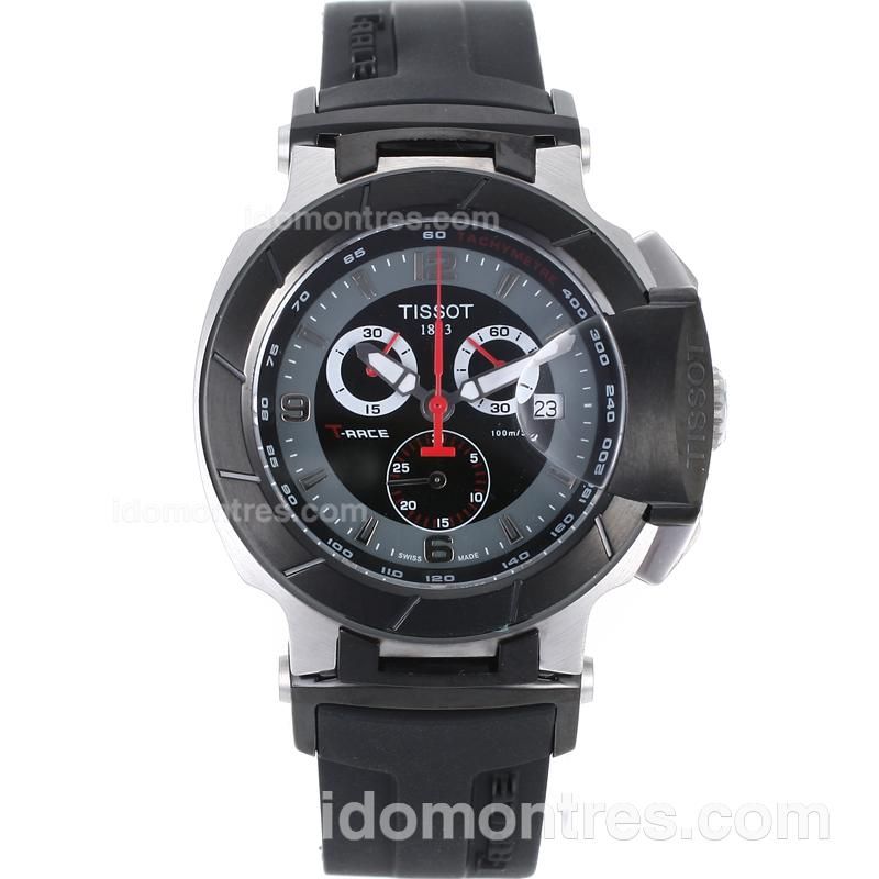Tissot T-Race Working Chronograph PVD Bezel with Black Dial-Rubber Strap