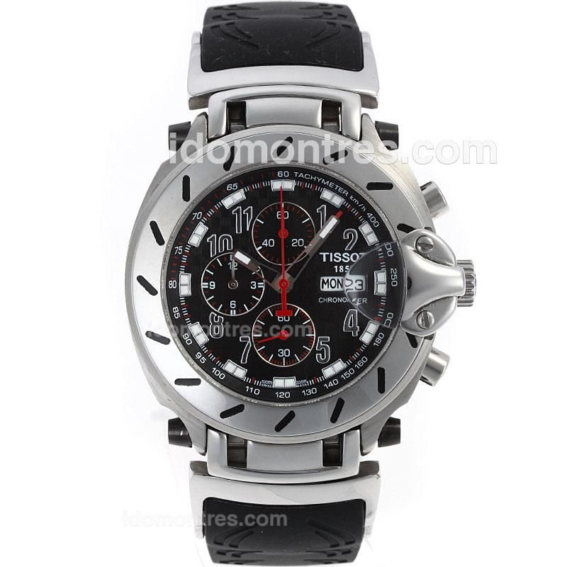 Tissot T-Race Working Chronograph with Black Dial-Rubber Strap