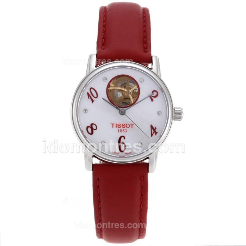 Tissot Tourbillon Automatic MOP Dial with Leather Strap-Lady Size