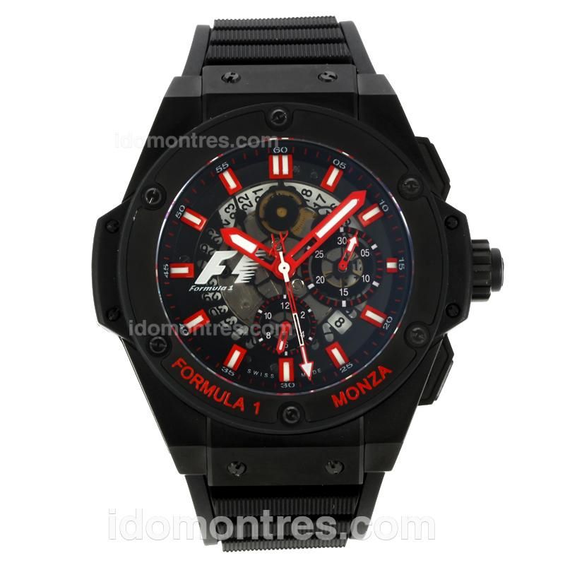 Hublot Formula 1 King Power Chronograph Swiss Valjoux 7750 Movement PVD Case with Black Dial-Red Markers