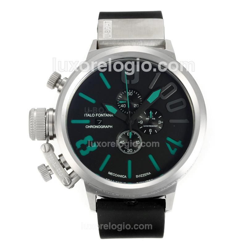 U-Boat Italo Fontana Working Chronograph with Black Dial-Green Markers