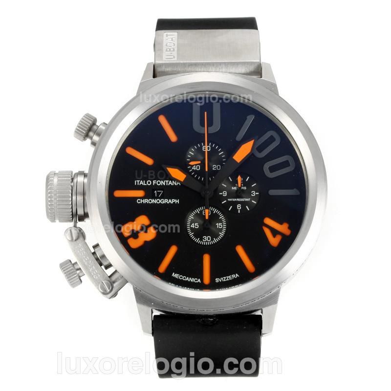 U-Boat Italo Fontana Working Chronograph with Black Dial-Orange Markers