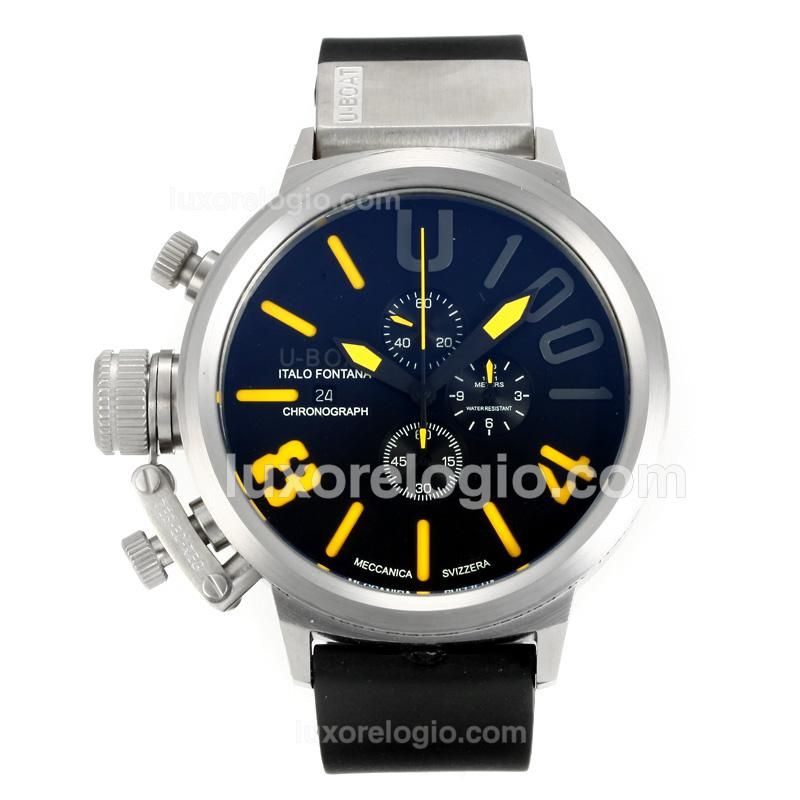 U-Boat Italo Fontana Working Chronograph with Black Dial-Yellow Markers
