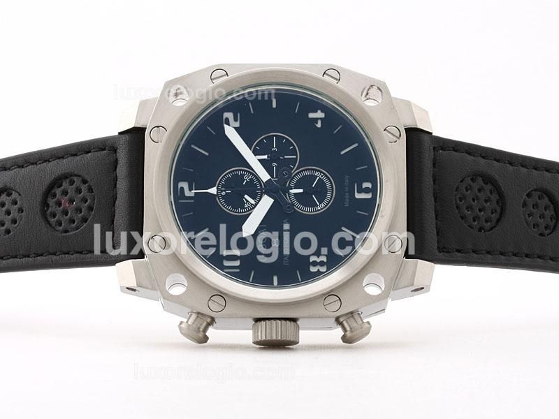 U-boat Thousand of Feet Working Chronograph With White Marking - Black Perforated Leather Strap