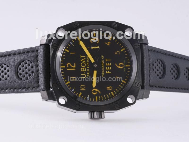 U-Boat Thousands of Feet PVD Case with Yellow Marking -Swiss ETA Unitas 6497 Movement