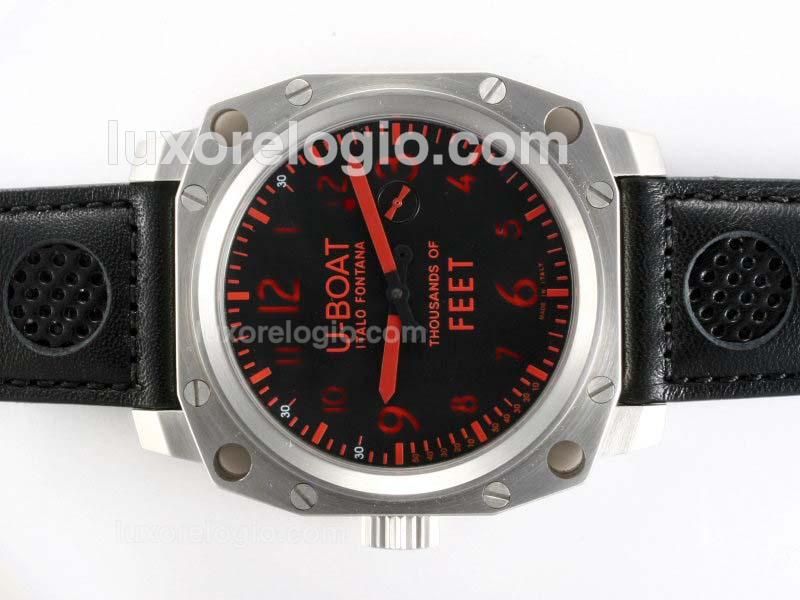 U-Boat Thousands of Feet Swiss Unitas 6497 Movement with Black Dial-Red Marking