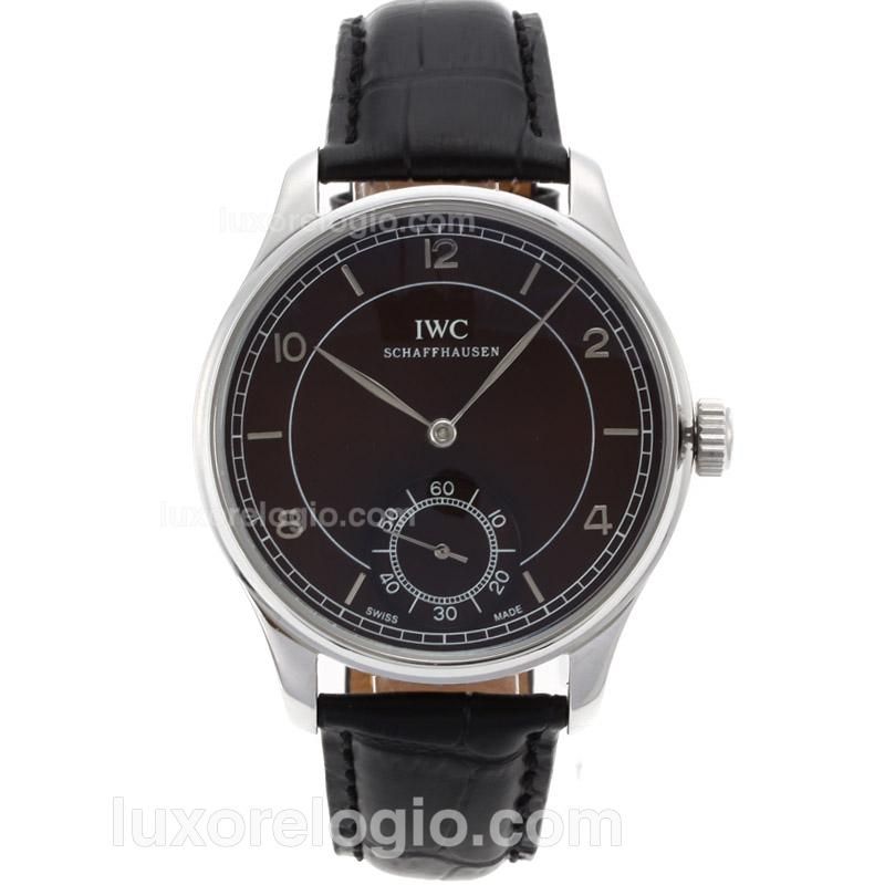 IWC Portuguese Manual Winding Silver Markers with Brown Dial-Leather Strap