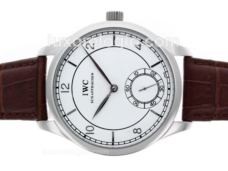 IWC Portuguese Manual Winding with White Dial-Leather Strap