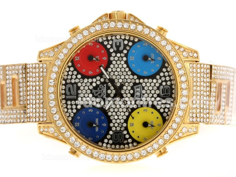 Jacob & Co Classic Five Time Zone Full Gold with Full Diamond