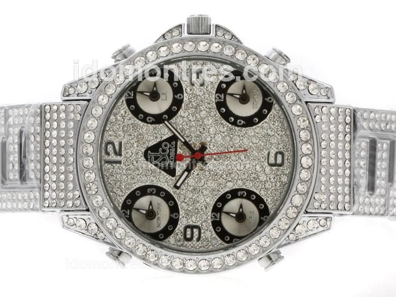Jacob & Co Classic Five Time Zone with Full Diamond-Mid Size