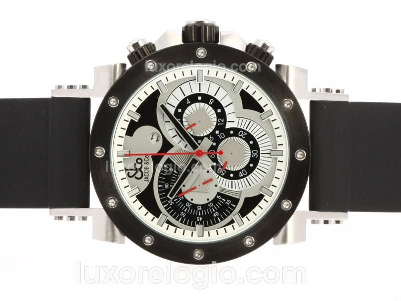 Jacob & Co Classic Working Chronograph PVD Bezel with Gray Dial