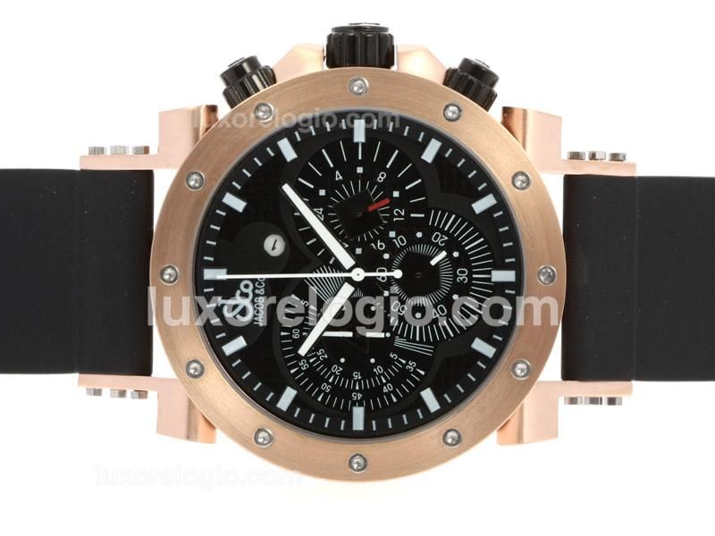Jacob & Co Classic Working Chronograph Rose Gold Case with Black Dial