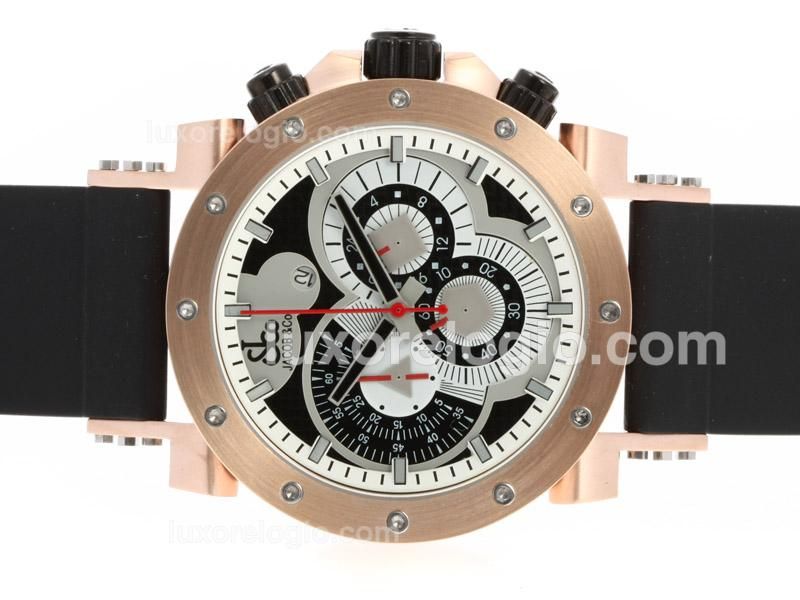 Jacob & Co Classic Working Chronograph Rose Gold Case with Gray Dial