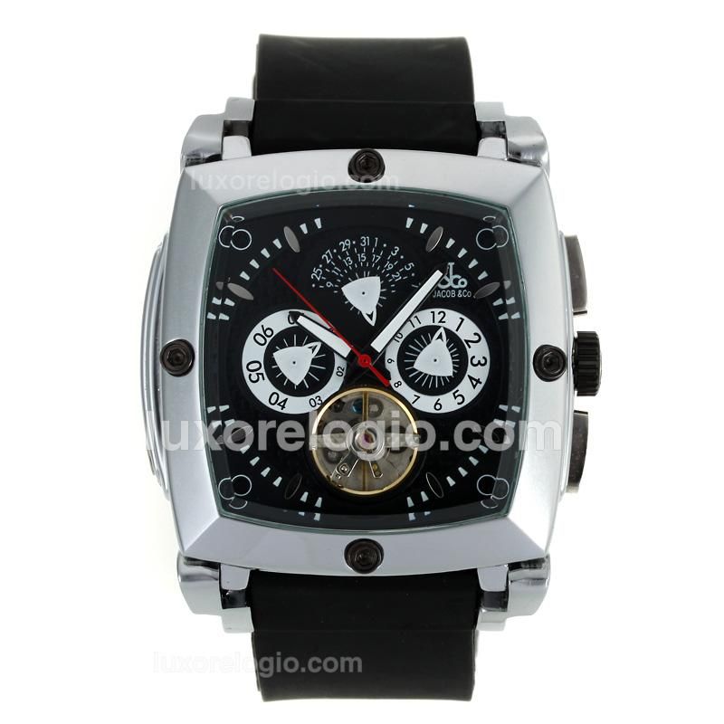 Jacob & Co Tourbillon Automatic with Black Dial-Rubber Strap