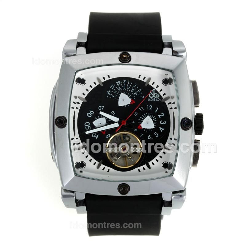 Jacob & Co Tourbillon Automatic with Black Dial-Rubber Strap