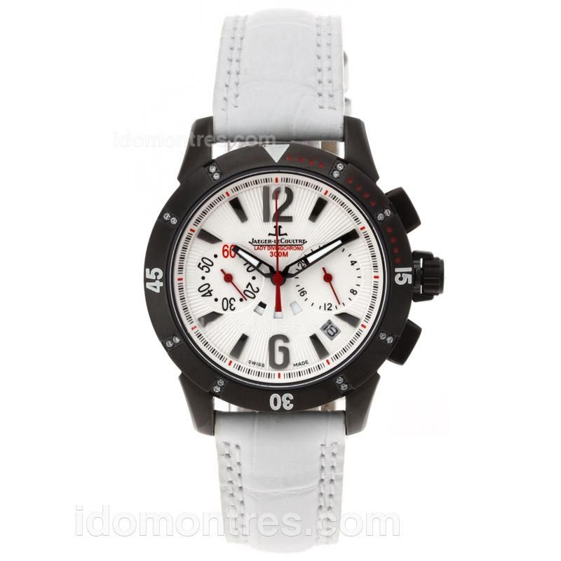 Jaeger Lecoultre Master Compressor Lady Diving Working Chrono PVD Case with White Dial