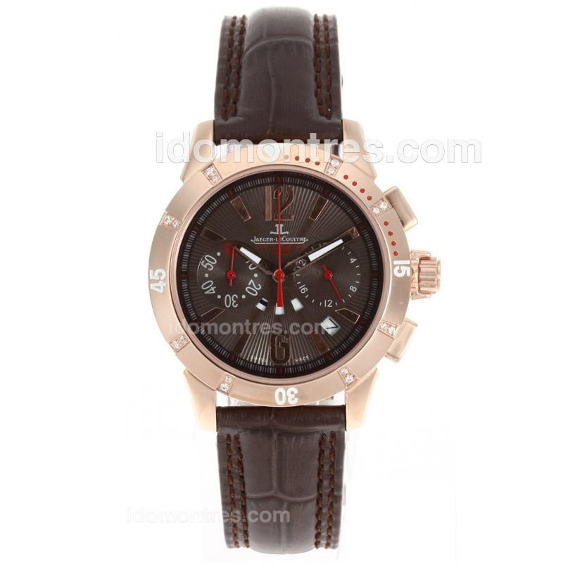 Jaeger Lecoultre Master Compressor Lady Diving Working Chrono Rose Gold Case with Brown Dial