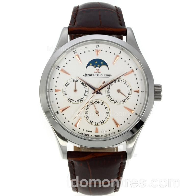 Jaeger-Lecoultre Master Control Automatic with White Dial-Leather Strap