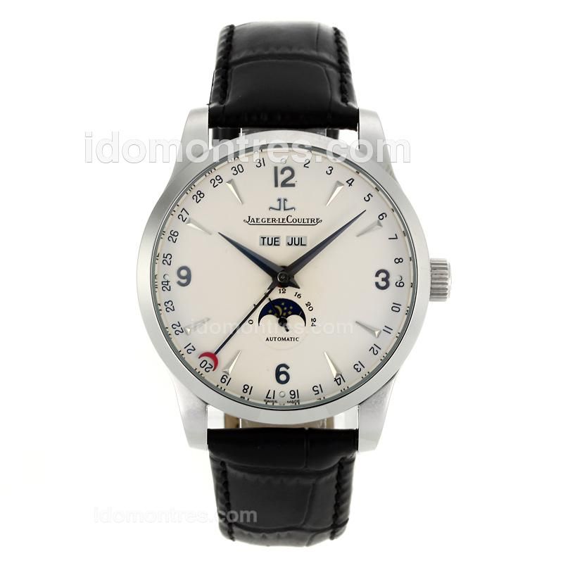 Jaeger-Lecoultre Master Control Automatic with White Dial-Leather Strap