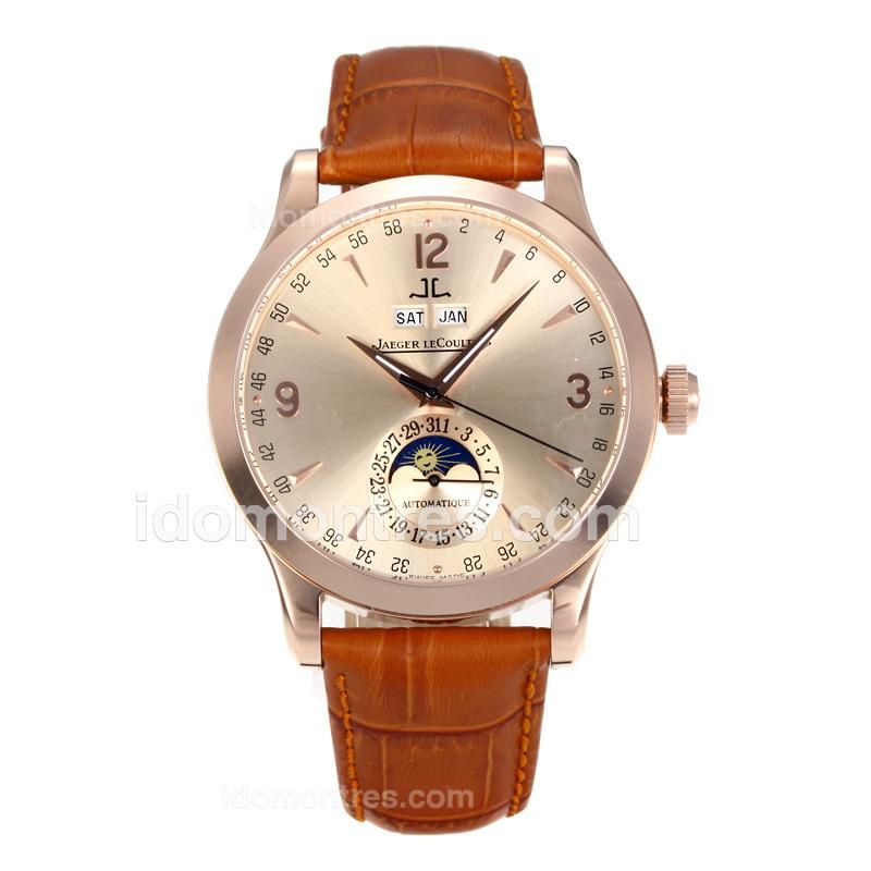 Jaeger-Lecoultre Master Control Rose Gold Case with Champagne Dial-18K Gold Plated Movement